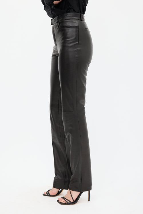 Gucci Black Leather Slim Trouser