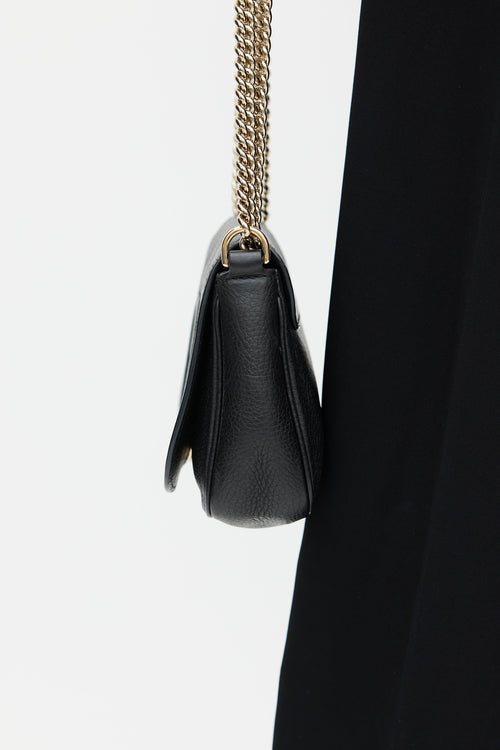 Gucci Black Leather Soho Flap Chain Shoulder Bag