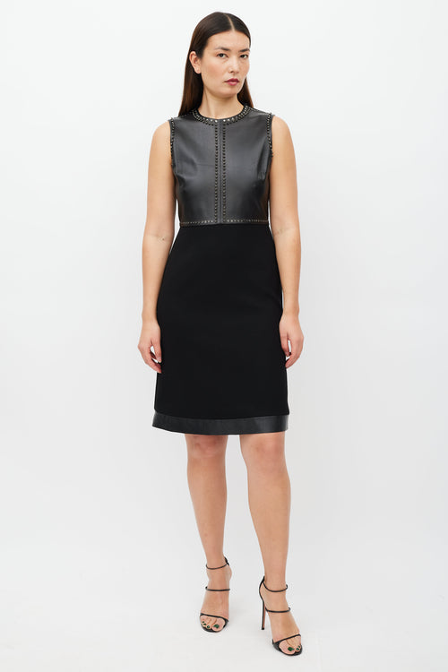 Gucci Black Leather Stud Dress