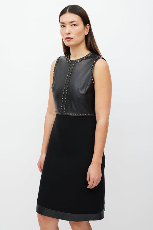 Gucci Black Leather Stud Dress