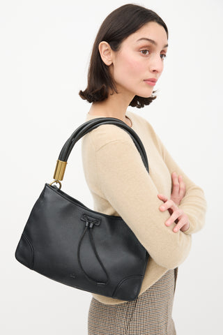 Gucci Black Leather Twist Handle Shoulder Bag