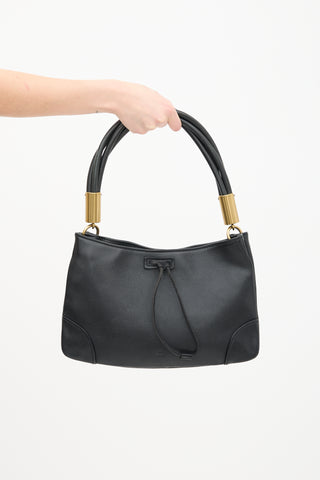 Gucci Black Leather Twist Handle Shoulder Bag