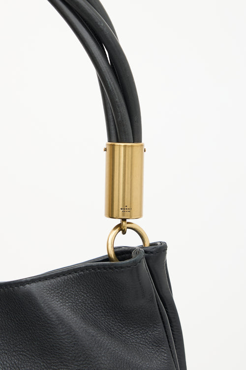 Gucci Black Leather Twist Handle Shoulder Bag