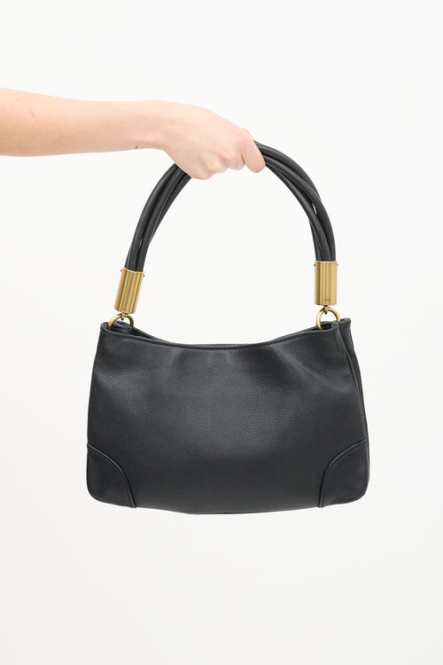 Gucci Black Leather Twist Handle Shoulder Bag