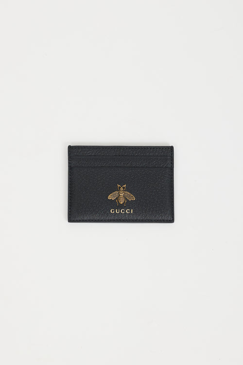 Gucci Black Leather Animalier Cardholder