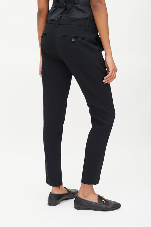 Gucci Black Low Rise Ankle Zip Trouser