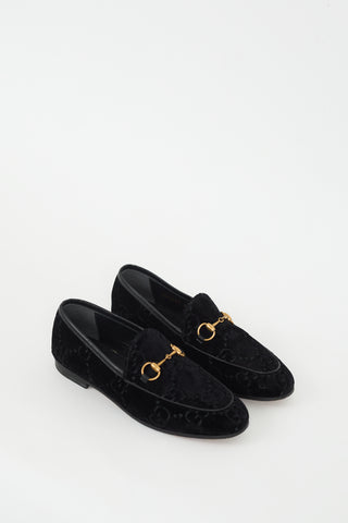 Gucci Black Monogram Velvet Jordaan Loafer