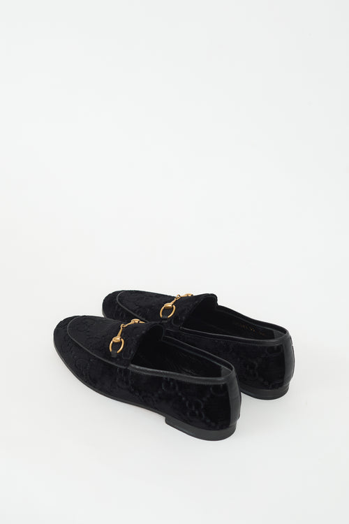 Gucci Black Monogram Velvet Jordaan Loafer