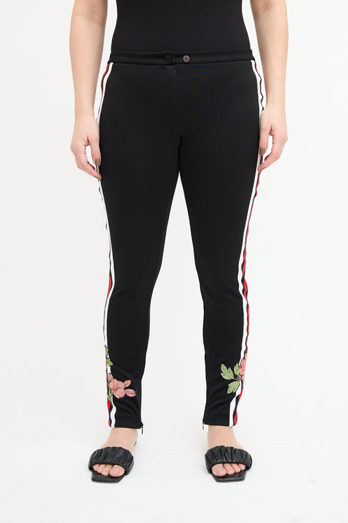 Gucci Black 
Multi Embroidered Slim Trouser