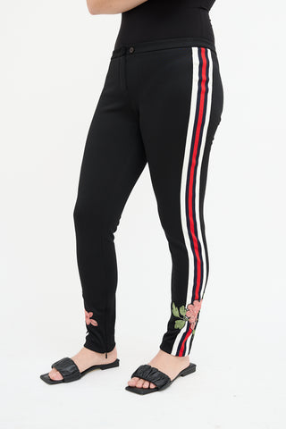 Gucci Black 
Multi Embroidered Slim Trouser