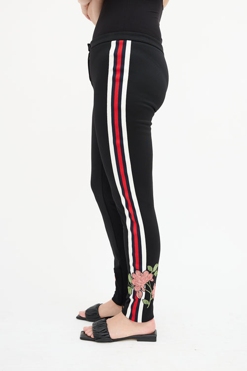 Gucci Black 
Multi Embroidered Slim Trouser