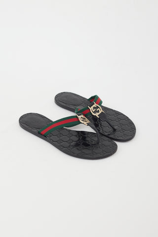 Gucci Black 
Multi GG Web Sandal