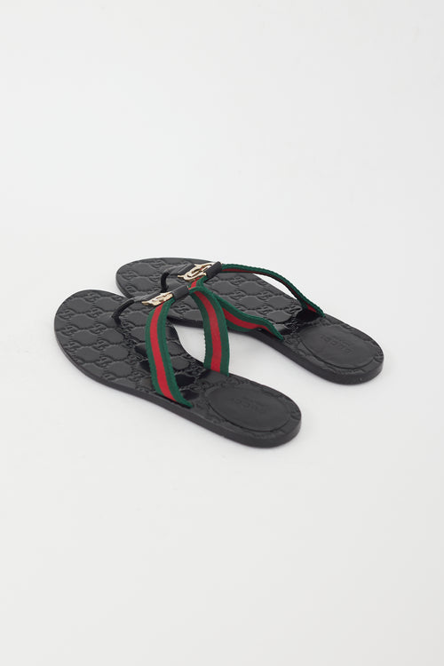 Gucci Black 
Multi GG Web Sandal