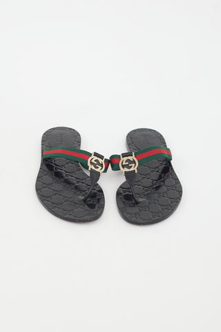 Gucci Black 
Multi GG Web Sandal