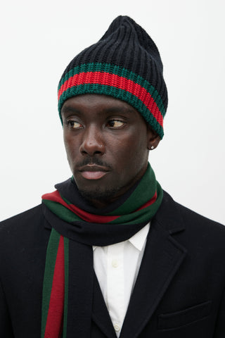 Gucci Black 
Multicolour Wool Striped Beanie