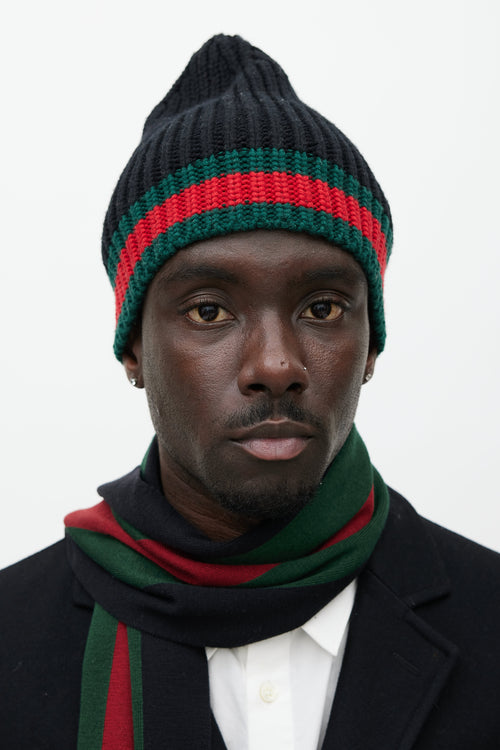 Gucci Black 
Multicolour Wool Striped Beanie