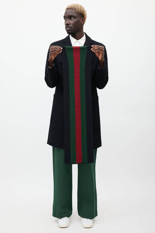 Gucci Black 
Multicolour Wool Striped Scarf