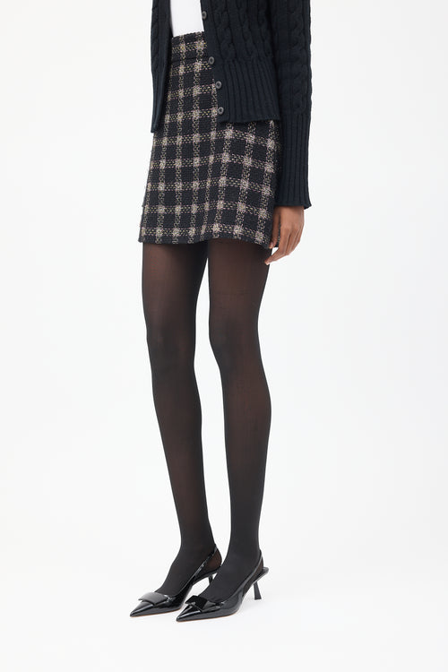 Gucci Black 
Multi Lamé Tweed Skirt