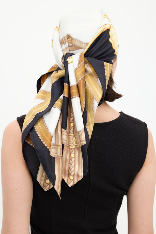 Gucci Black 
Multi Silk Hardware Printed Scarf