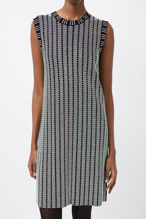 Gucci Black 
Multicolour Crystal Embellished Ribbed Knit Dress