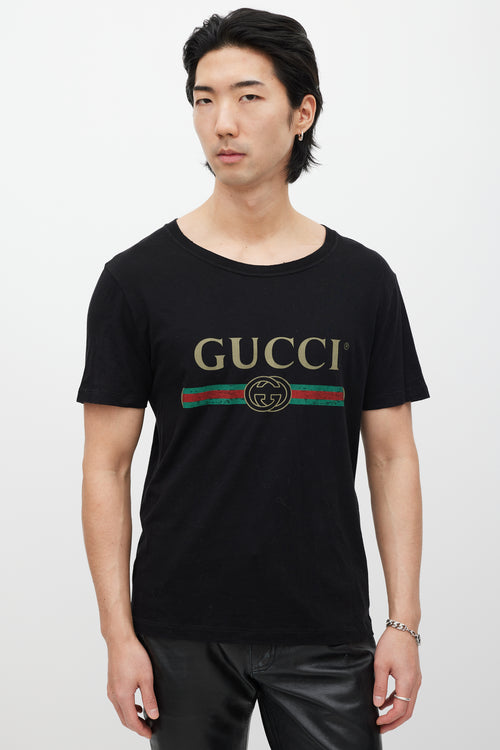 Gucci Black 
Multicolour GG Logo T-Shirt