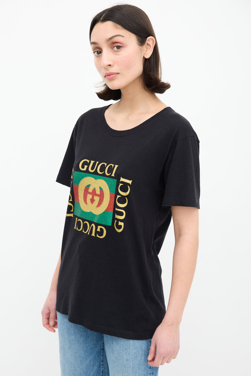 Gucci Black 
Multicolour Glitter GG Logo T-Shirt