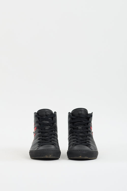 Gucci Black 
Multicolour Leather Embellished High Top Sneaker