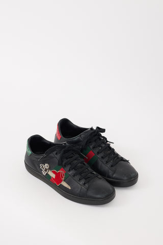 Gucci Black 
Multicolour Leather Heart Ace Sneaker