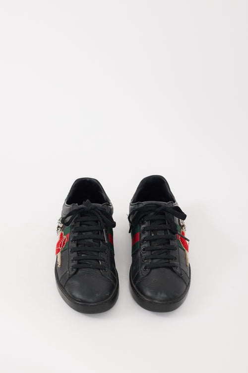 Gucci Black 
Multicolour Leather Heart Ace Sneaker