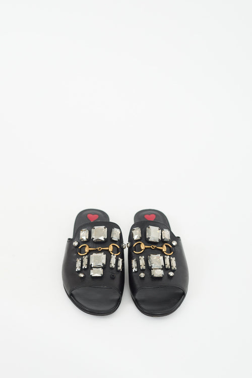 Gucci Black 
Multicolour Leather Jewel Mule