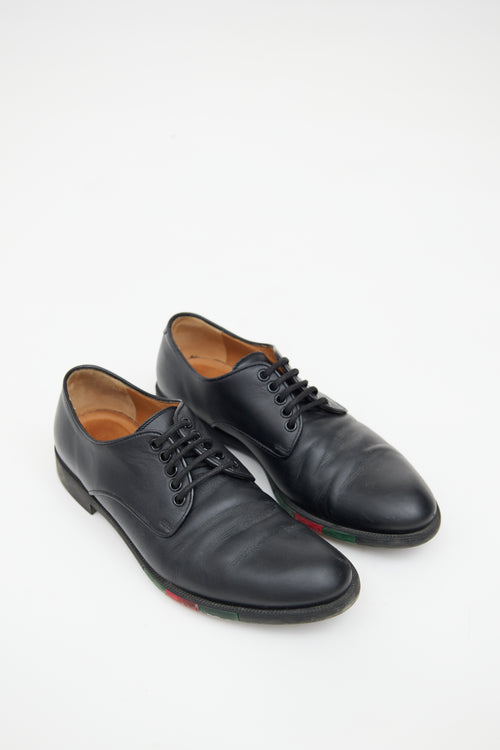 Gucci Black 
Multicolour Leather Striped Derby