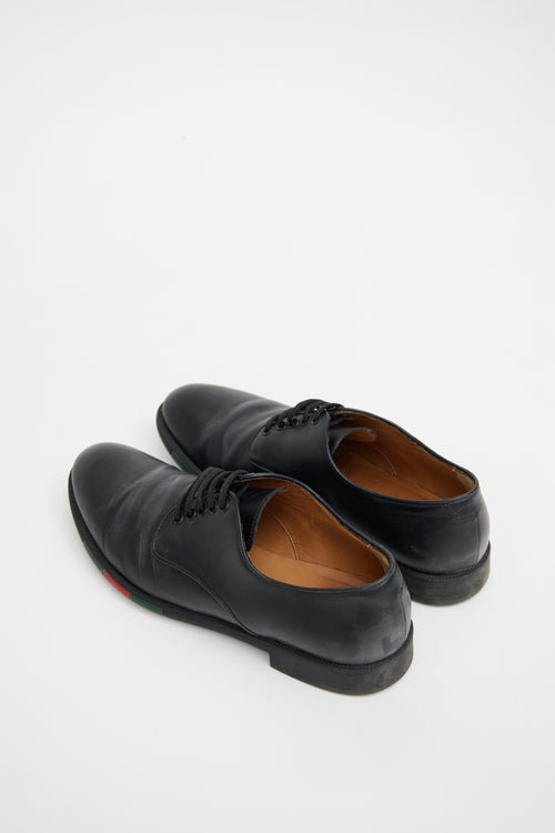 Gucci Black 
Multicolour Leather Striped Derby