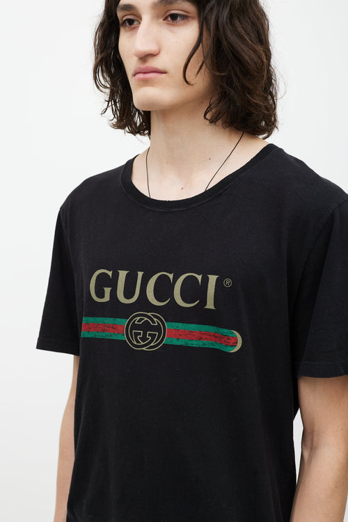 Gucci Black 
Multicolour Logo T-Shirt