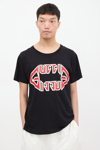 Gucci Black 
Multicolour Metal Logo T-Shirt