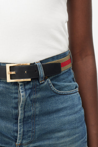 Gucci Black 
Multicolour Striped Belt