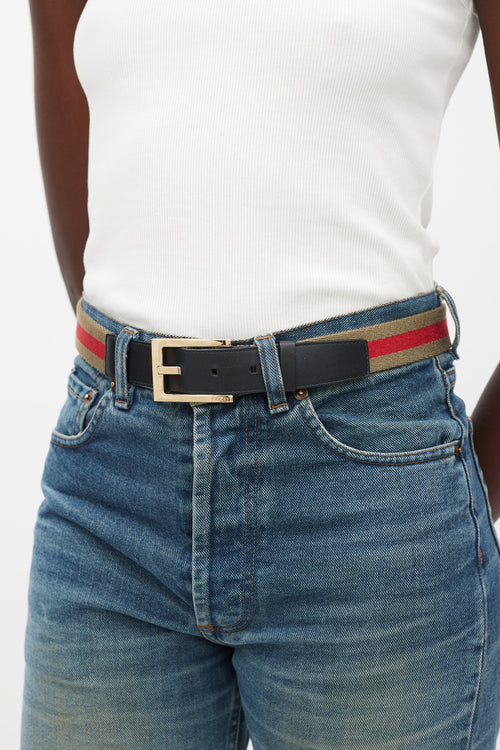 Gucci Black 
Multicolour Striped Belt