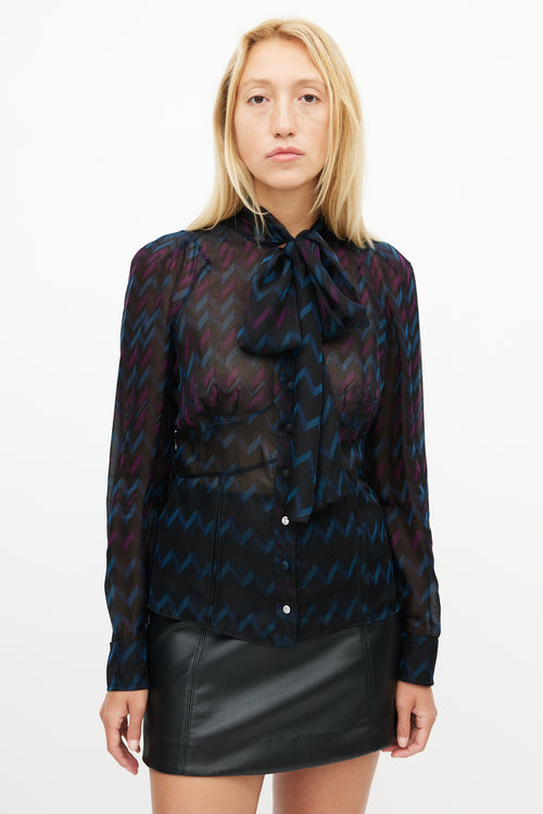 Gucci Black 
Multicolour Striped Sheer Shirt