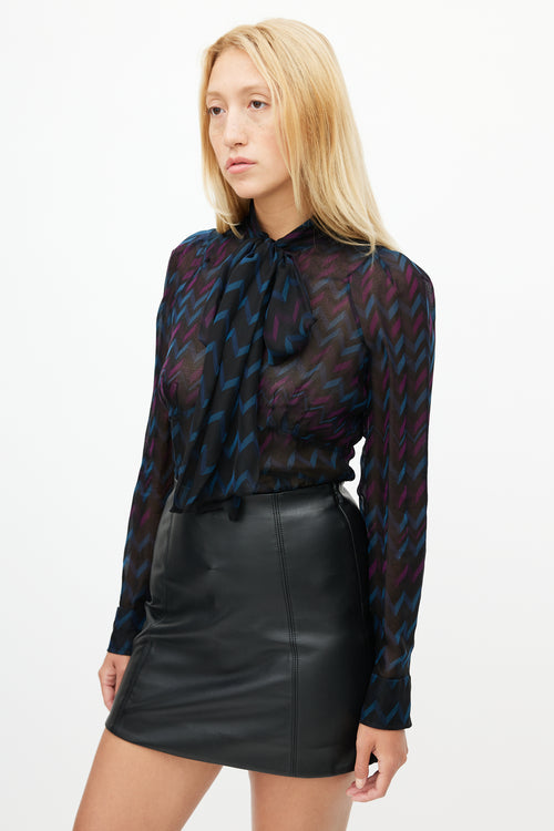 Gucci Black 
Multicolour Striped Sheer Shirt