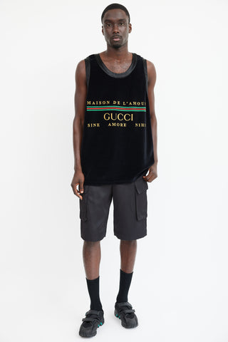 Gucci Black 
Multicolour Velour Maison De L
Amour Tank