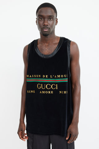 Gucci Black 
Multicolour Velour Maison De L
Amour Tank