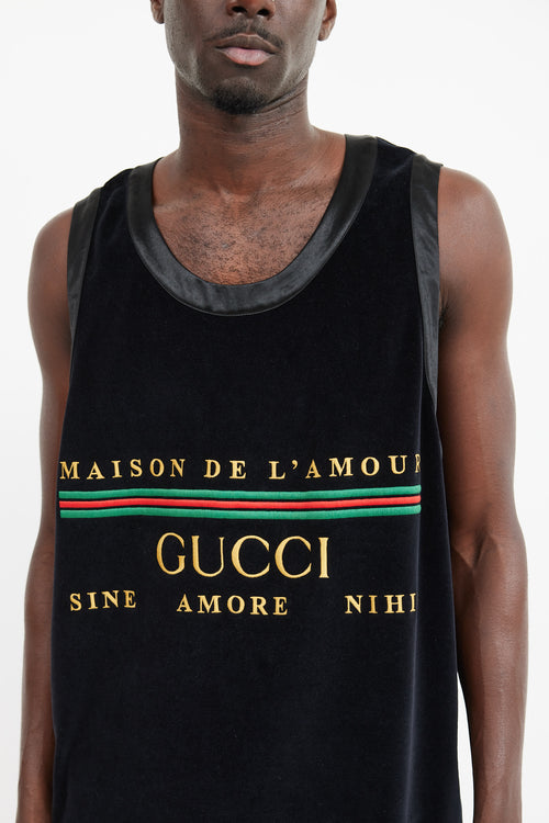 Gucci Black 
Multicolour Velour Maison De L
Amour Tank