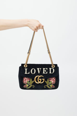 Gucci Black 
Multicolour Velvet Loved Marmont Bag