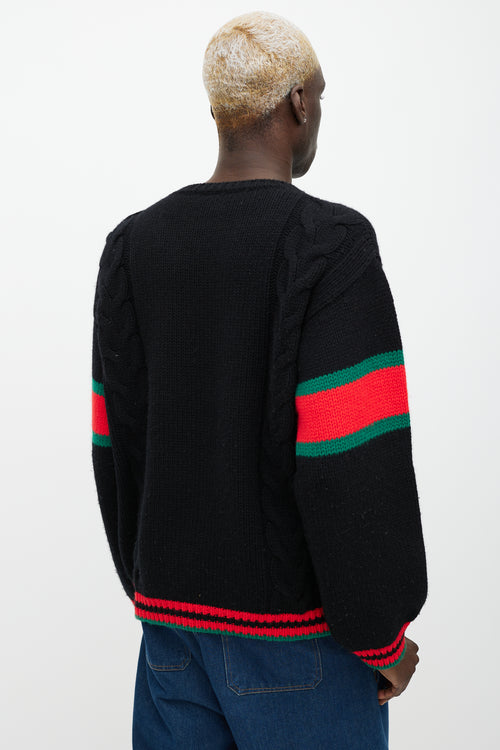 Gucci Black 
Multicolour Wool Cable Knit Sweater