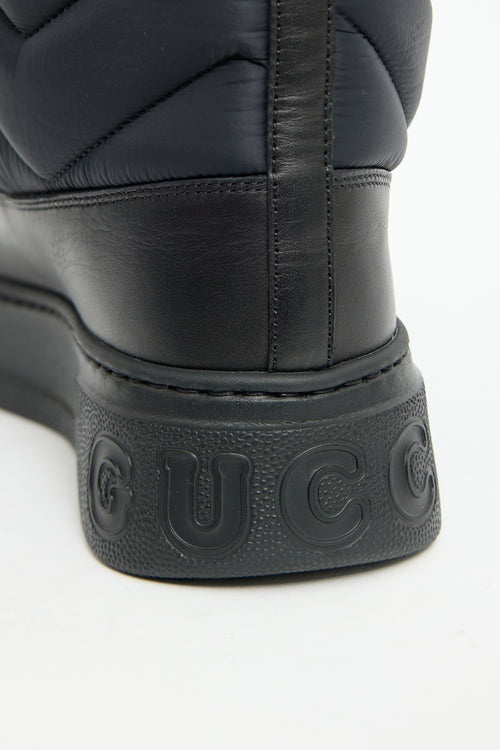 Gucci Black Nylon 
Shearling Quebec Boot