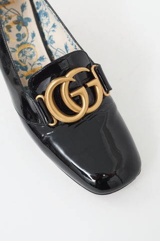 Gucci Black Patent Leather Double GG Marmont Pump