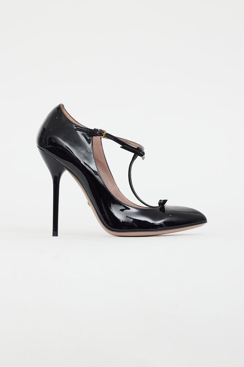 Gucci Black Patent Leather Beverly Heel