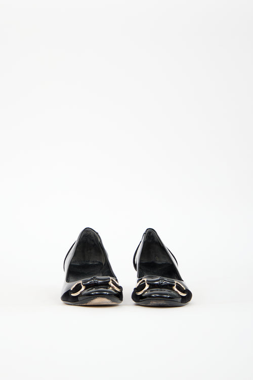 Gucci Black Patent Leather 
Suede Pump