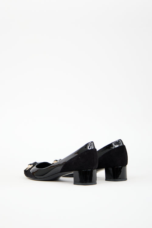 Gucci Black Patent Leather 
Suede Pump