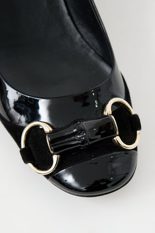 Gucci Black Patent Leather 
Suede Pump