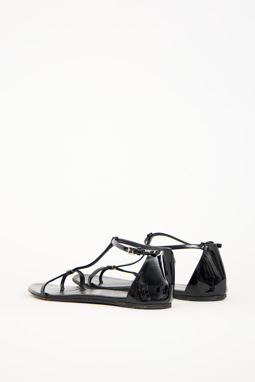 Gucci Black Patent Leather GG Sandal